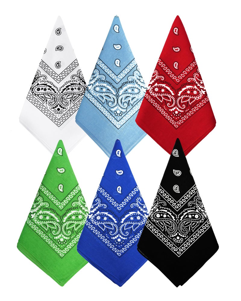 Bycc Bynn 3 Pack 100% Cotton Paisley Pattern Bandanas Face Mask Square Scarf Headwear (S- 6 Pack-4) - Image 1